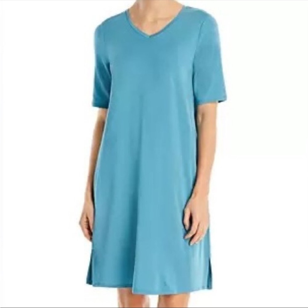 Eileen Fisher V-Neck Elbow Sleeve T-Shirt Dress Size Large